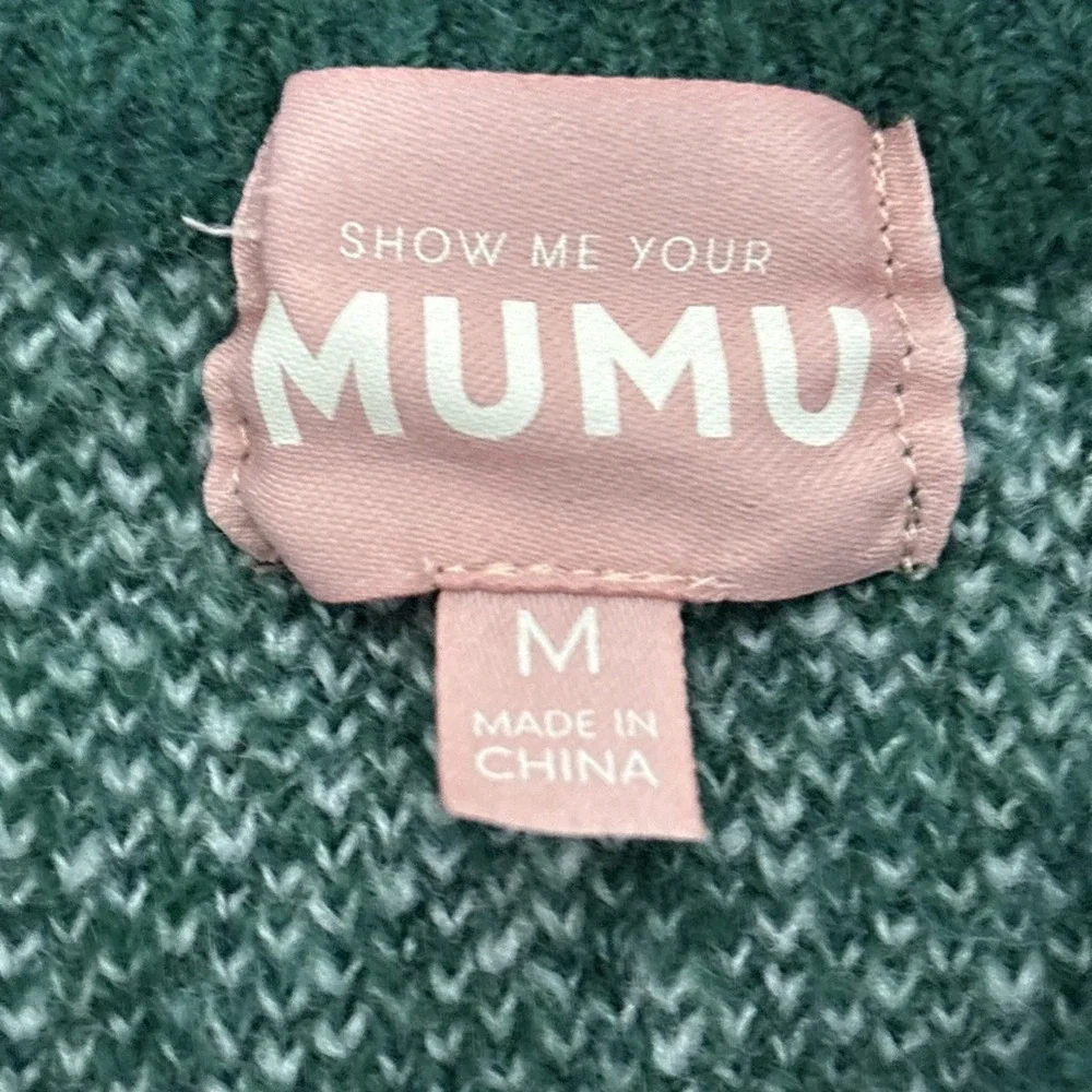 Show Me Your Mumu L102405 Green 'Martini' Classic Crewneck Sweater‎ Size Medium